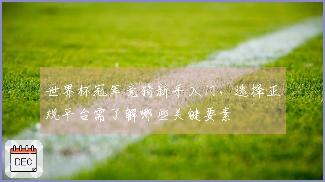 世界杯冠军竞猜新手入门，选择正规平台需了解哪些关键要素